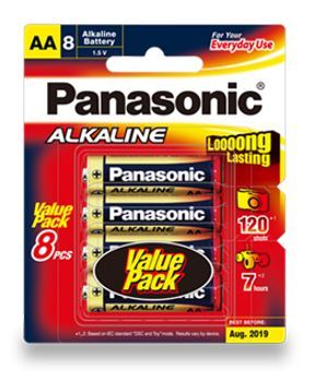 Panasonic aa alkaline batteries lr6t8b
