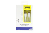 Pudney USB A Plug To USB A Socket V2.0 2 Metre White