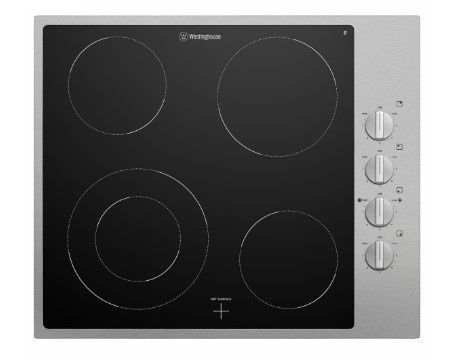 Westinghouse 60cm 4 zone ceramic cooktop  stainless steel trim %283%29