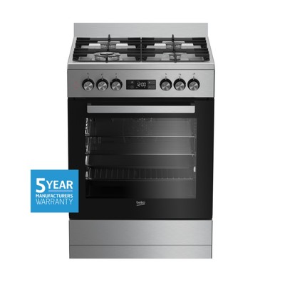 Beko 60cm stainless steel dual fuel upright cooker
