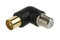 Pudney Right Angle Coaxial Plug to F Socket Adaptor