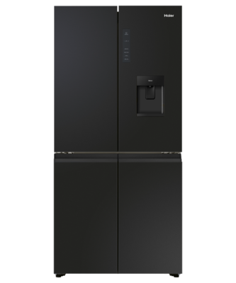 Hrf580yhc   haier quad door fridge freezer 508l with non plumbed water dispenser black %281%29