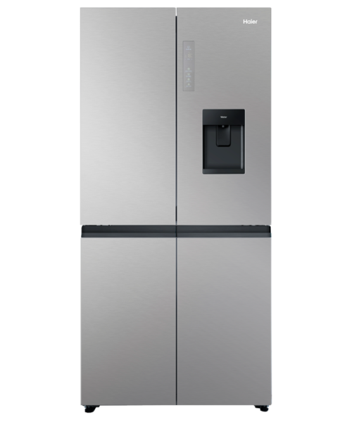 Hrf580yps   haier quad door fridge freezer 508l with plumbed ice   water dispenser satina %281%29