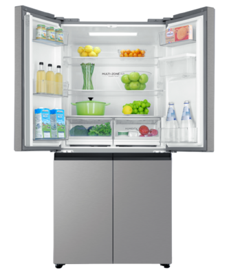 Hrf580yps   haier quad door fridge freezer 508l with plumbed ice   water dispenser satina %286%29