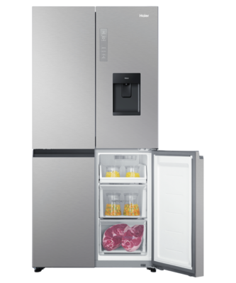 Hrf580yps   haier quad door fridge freezer 508l with plumbed ice   water dispenser satina %287%29