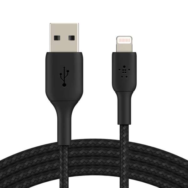 Caa002bt1mbk   belkin boostcharge braided lightning to usb a cable %2815cm  6in black%29