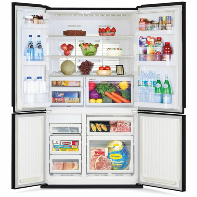 Mr la580er gbk a   mitsubishi quad door black glass 580l refrigerator %282%29