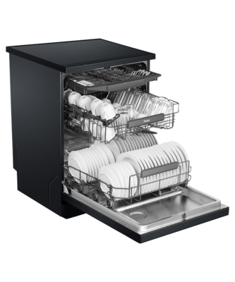 Hdw15f3b1   haier freestanding dishwasher with steam   black %287%29