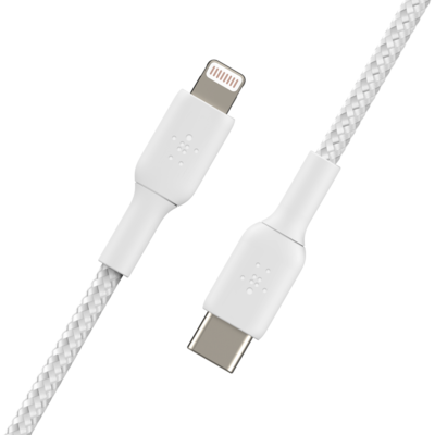 Caa004bt1mwh   belkin braided usb c to lightning cable %281m   3.3ft  white%29 %283%29