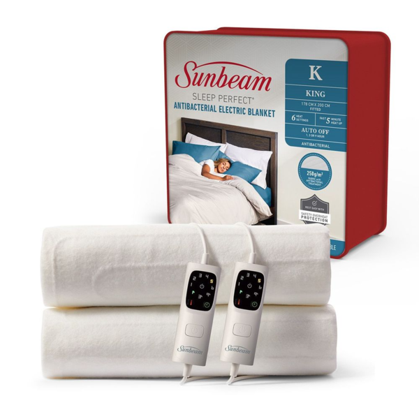 Bla6371   sunbeam sleep perfect antibacterial electric blanket king
