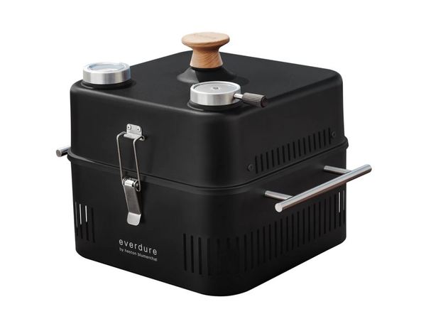 Hbcube360b   everdure cube 360 charcoal portable barbeque bbq with roasting hood by heston blumenthal %28graphite%29 1