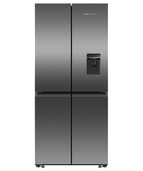 Rf500qnub1   fisher   paykel quad door fridge freezer 498l with ice   water black stainless steel %281%29
