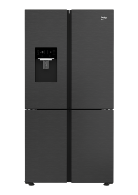 Bfr569ddx   beko 569l quad door fridge freezer with ice   water dark stainless %281%29