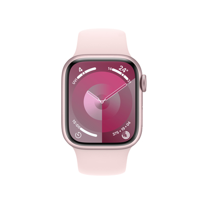 Apple watch series 9 lte 41mm pink aluminium light pink sport band pdp image position 2  anz
