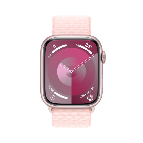 Apple watch series 9 gps 45mm pink aluminium light pink sport loop pdp image position 2  anz