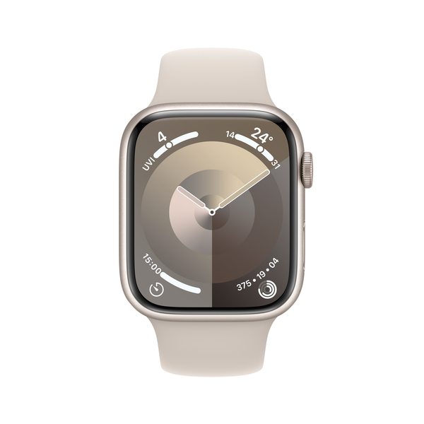 Apple watch series 9 gps 45mm starlight aluminium starlight sport band pdp image position 2  anz