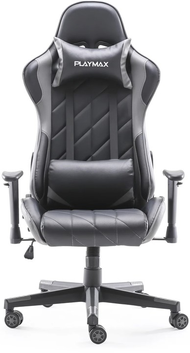 Pegcgb   playmax elite gaming chair steel grey black %282%29