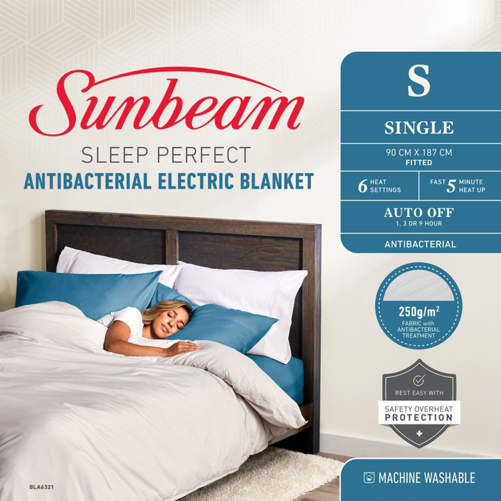 Bla6321   sunbeam sleep perfect antibacterial electric blanket single %281%29