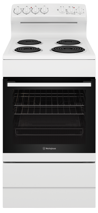 Wle524wc   westinghouse 54cm white electric freestanding cooker with 4 zone coil cooktop %281%29