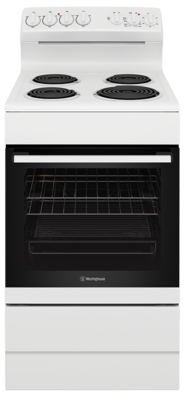 Wle524wc   westinghouse 54cm white electric freestanding cooker with 4 zone coil cooktop %281%29