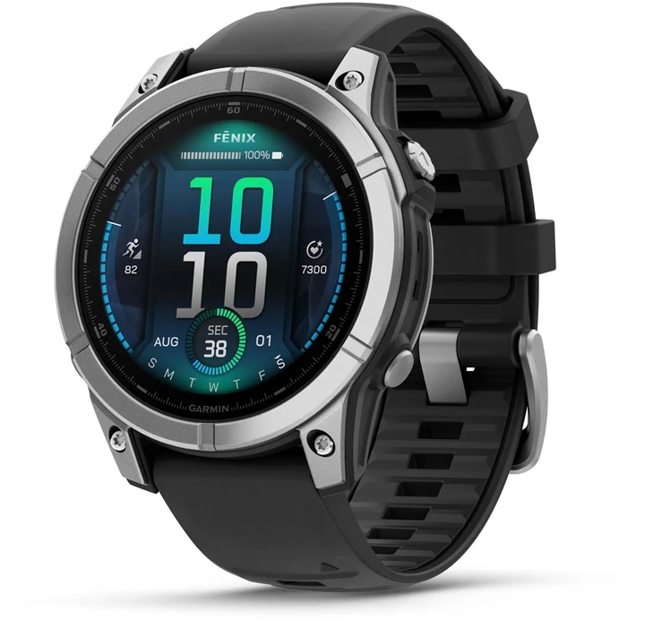 010 03025 00   garmin f%c4%93nix%c2%ae e %e2%80%93 47 mm amoled stainless steel with black silicone band %281%29