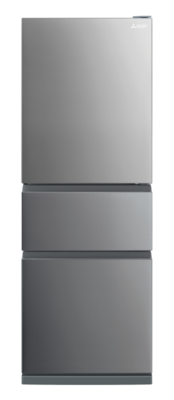 Mr cx328exl ss a   mitsubishi 328l bottom mount multi drawer fridge   left hinge   silver
