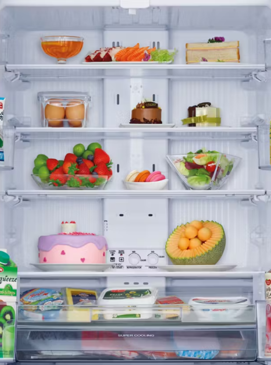 Mr lx442ex gds a mitsubishi electric 442l multi drawer fridge freezer   glass gunmetal %284%29