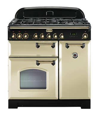Rs17919 classic deluxe 90 dual fuel in cream with brass trim