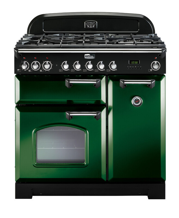 Rs17915 falcon classic deluxe 90 dual fuel in racing green with chrome trim scr