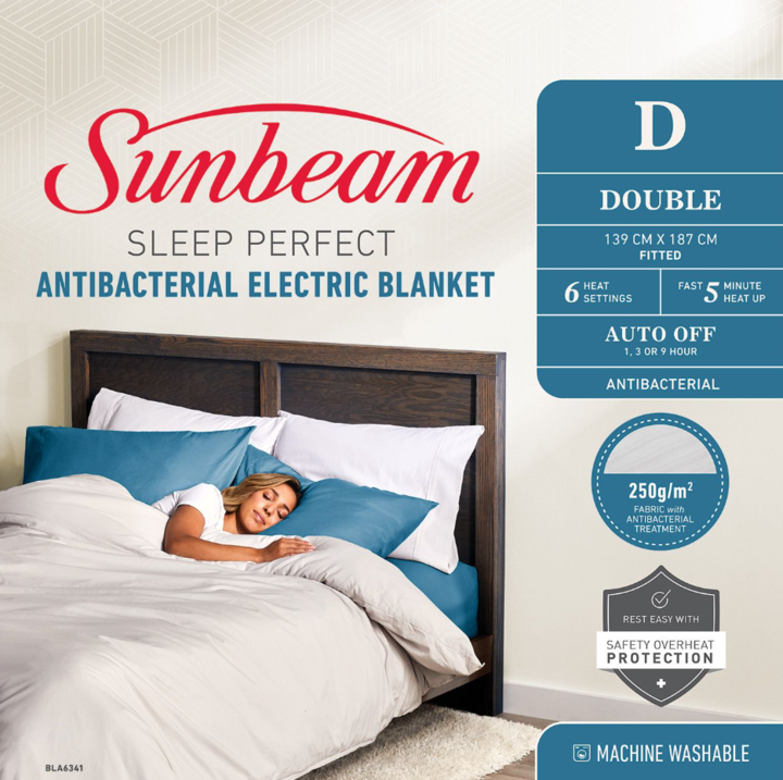 Bla6341 sunbeam sleep perfect antibacterial electric blanket double %281%29